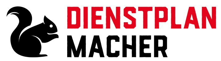 Das Logo der Dienstplanmacher GmbH ein Eichhörnchen und der Schriftzug Dienstplanmacher
